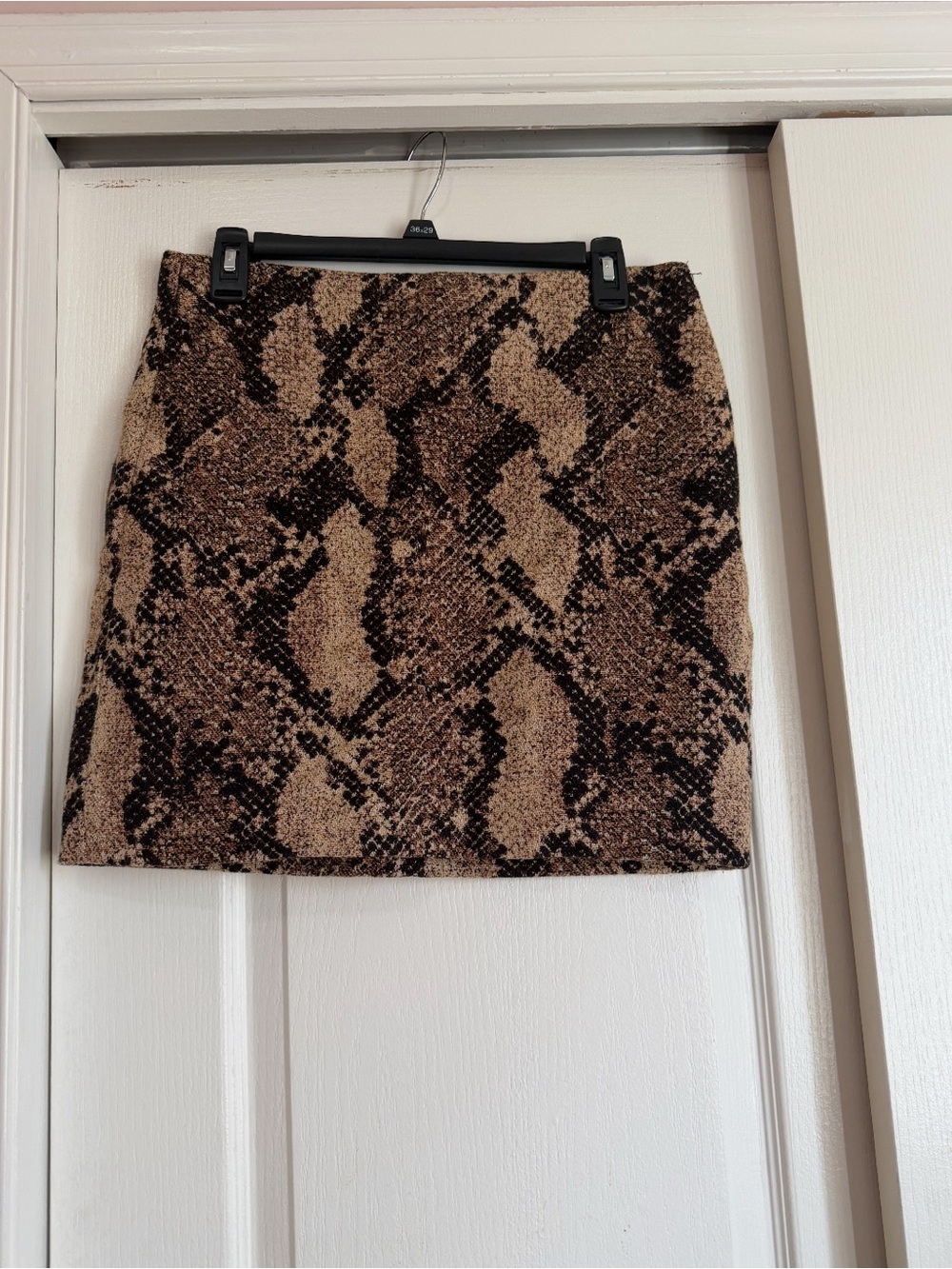 H&M Brown and Black Snake-Print Mini Skirt